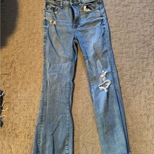 American Eagle Outfitters Light Blue Distressed Flare Jeans